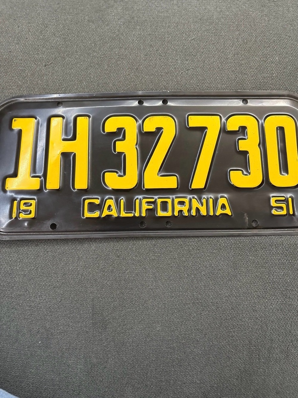 Rare 1951 California License Plate with Yellow Embossed Numbers